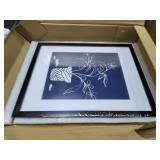 ArtbyHannah Framed Wall Art for Living Room, 6 Pieces Blue Wall Art with Abstract Color Blocks and Flowers for Wall Decor, Multi Sizes - Retail: $50