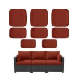 Kimunuk8-Piece 25.6 in. Outdoor Replacement Lounge Cushion Covers Terra Red - Retail: $99