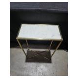 Kate and LaurelJaspur 16.00 in. Gold Rectangle Marble Contemporary End Table DAMAGED (See pictures and description) - Retail: $161