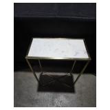 Kate and LaurelJaspur 16.00 in. Gold Rectangle Marble Contemporary End Table DAMAGED (See pictures and description) - Retail: $161