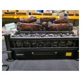 Clihome20 in. Freestanding Electric Fireplace in Black Heater Infrared Quartz 5120 BTU Space Heater for Rooms up to 1000 sq.ft - Retail: $95