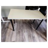 Linnmon Modern White Standing Desk with Black Base