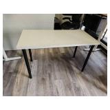Linnmon Modern White Standing Desk with Black Base