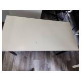 Linnmon Modern White Standing Desk with Black Base