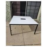 Bekant Modern White Conference Table with Power Port