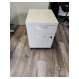 White Mobile File Cabinet with Lock
