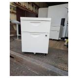 White Mobile File Cabinet with Lock