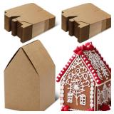 50 Pack House Shaped Cardboard Boxes DIY Build Gingerbread Houses Crafts Supplies for Christmas Holiday Party Supplies(Brown) - Retail: $22