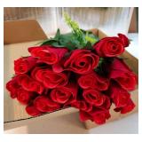 Artificial Rose Flowers Bouquet Burgundy 18 Blooms Long Stem Red Roses Bouquet Artificial Flowers Decoration for Home Table Garden Wedding Anniversary Valentine