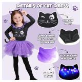 Cat Costume for Girls, Light Up Black Cat Costume, Halloween Animal Dress Up Costumes for Kids Age 3-8 - Retail: $19
