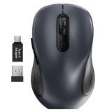 Wireless Mouse, 2.4G Ergonomic Computer Mouse with USB Receiver, 3 DPI Levels, 6 Buttons, Portable Optical Mice for Laptop, PC, Desktop, MacBook, Notebook, Office Work (Gray, 1 Pack) - Retail: $8