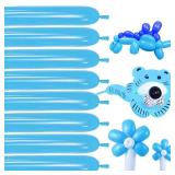 Blue Magic Modelling Balloons - 260 Pack Shiny Thick Latex for Balloon Animals, Baby Boy