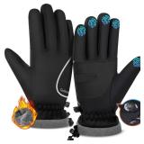 Winter Gloves for Women Men, Waterproof and Warm, Sensitive Touch Gloves for Cycling Running Working Outdoor Activities, Black - Retail: $10