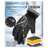 Winter Gloves for Women Men, Waterproof and Warm, Sensitive Touch Gloves for Cycling Running Working Outdoor Activities, Black - Retail: $10