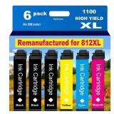 Remanufactured for Epson 812XL Ink cartridges Combo Pack 812 XL T812 for Workforce Pro WF-7840 WF-7820 WF-7310 EC-C7000 Printer 6 Pack 3 Black 1 Cyan 1 Magenta 1 Yellow