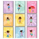9 Pieces Motivational Black Girl Wall Decor for Girls Room Inspirational Quote African American Wall Art Motivational Saying Decor for Kids Teen Girls Room Decorations - Retail: $9
