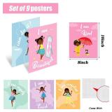 9 Pieces Motivational Black Girl Wall Decor for Girls Room Inspirational Quote African American Wall Art Motivational Saying Decor for Kids Teen Girls Room Decorations - Retail: $9