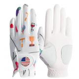 Amy Sport Ladies Golf Gloves with Ball Marker Left Right Hand Rain Grip Pack, Soft Women