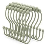 Sage Green Shower Curtain Hooks Shower Curtain Rings Rust Proof Sturdy Metal Double Shower Curtain Hooks, Shower Hooks for Shower Curtain Bathroom Shower Rod Hooks Hangers - Retail: $12