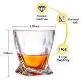 Whiskey Rocks Glass, Set of 4 (2 Crystal Bourbon Glasses, 2 Round Big Ice Ball Molds) In Gift Box - 11 Oz Old Fashioned Glasses for Scotch Cocktail Rum Cognac Vodka Liquor, Unique Gifts for Men - Reta