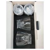 Whiskey Rocks Glass, Set of 4 (2 Crystal Bourbon Glasses, 2 Round Big Ice Ball Molds) In Gift Box - 11 Oz Old Fashioned Glasses for Scotch Cocktail Rum Cognac Vodka Liquor, Unique Gifts for Men - Reta