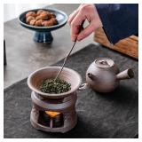 1 Set Tea Stove Ceramic teapot Tea Light Candle Holder Aromatherapy Oil Burner Essential Oil Burner Holder Ceramic Wax Candle s Insulation teapot Stand - Retail: $32