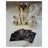 24oz Cocktail Shaker Set Martini Shaker Set Bartender Set with Margarita Mixer Drink Shaker, Measuring Jigger - Professional 18/8 Stainless Steel Bar Tools for Mixed Drinks (Gold) - Retail: $17