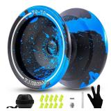 Metal Responsive Yoyo for Beginners, Unresponsive Yoyos for Adults with Unresponsive Bearings Kits, Glove and 10 Replacement Yo-yos Strings - Black Blue - Retail: $25