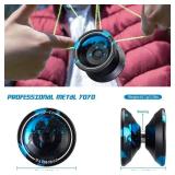 Metal Responsive Yoyo for Beginners, Unresponsive Yoyos for Adults with Unresponsive Bearings Kits, Glove and 10 Replacement Yo-yos Strings - Black Blue - Retail: $25