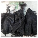 5Pack Halloween Decorations Indoor Halloween Decor Black Lace Table Runner Fireplace Mantel Scarf Round Tablecloth Cobweb Lampshade with 32 Pcs 3D Bat Wall Stickers. - Retail: $7