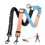 Double Dog Leash for Two Dogs - Gradient Color No Tangle Swivel Dog Coupler with Heavy Duty Clip, Size Adjustable Bungee Leash Attachment for Small, Medium, Large 2 Dogs, Style 2 - Retail: $14