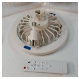 Socket Ceiling Fan Light Screw in with 3 Color Temp, Low Profile Enclosed Dimmable Fanlight with Remote, 10 inch Small Adjustable White E27 LED Ceiling Lights for Bathroom/Bedroom/Garage