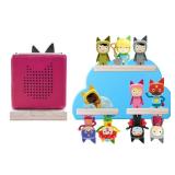 Wooden Wall Shelf Set for Toniebox, Charging Station and 9-12 Tonie Figures, Display & Storage Rack for Tonie - Square + Cloud Design - Retail: $10