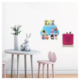 Wooden Wall Shelf Set for Toniebox, Charging Station and 9-12 Tonie Figures, Display & Storage Rack for Tonie - Square + Cloud Design - Retail: $10