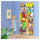 Stuffed Animal Storage Holder, Elastic Stuffed Animal Net, Door/Wall Mount Length Adjustable Hanging Stuffed Animal Organizer, Plushie Net for Nursery Play Room-Origin Boards Patent - Retail: $23