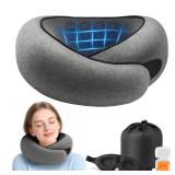 Advanced Memory Foam Neck Travel Pillow, Neck Pillow Airplane with Eye Mask & Ear Plugs, Designed for The Comfort of Travel & Office, Travel Pillow for Plane, Car, Home, Work, Dark Grey - Retail: $50