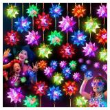24 PCS Flashing Crystal Star Necklaces, Glow Necklaces Bulk Light up Party Favors, LED Glow in The Dark Necklaces for Kids Adults Birthday Glow Party Rave Goodie Bags Filler - Retail: $25