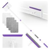 Baseboard Cleaner Tool with Handle 2.0, 60 Extendable Long Handle, Dust Trapping and Locking, 5 Reusable Pads, Purple Base Boards Cleaning Tool for Moldings, Wall, Floor, Bathroom, Kitchen - Retail: $