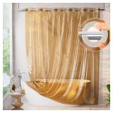 No Hook Shower Curtain and Liner 3-in-1, 8G Luxury Heavy Duty Clear Orange No Hook Shower Curtain Liner, 72x75 Cute EVA Bathroom Weighted Plastic Shower Curtain with 3 Heavyweight Stones - Retail: $18