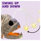 Halloween Skeleton Lantern Fish with LED Eye Plastic Bones for Halloween Decoration Party Photo Prop, Graveyard Decor, Indoor Outdoor Spooky Scene(10.2 *5.5 *3) - Retail: $30