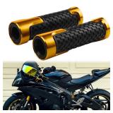 JMTBNO Universal 7/8 22MM Motorcycle Handles Grips CNC Rubber Motorcycle Grips Compatible with Honda Yamaha Suzuki Kawasaki Dirt Bike (Gold-Grip) - Retail: $15"