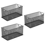 Set of 3 Household Wire Mesh Metal Steel Storage Basket Organizer CD Storage Boxes Organizer Bin Container Tote with Handles for Home Office 10.5 x 5.5" x 5.5" - Retail: $33"