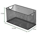 Set of 3 Household Wire Mesh Metal Steel Storage Basket Organizer CD Storage Boxes Organizer Bin Container Tote with Handles for Home Office 10.5 x 5.5" x 5.5" - Retail: $33"