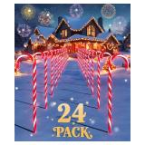 24 Pack Christmas Candy Cane Pathway Lights, 22