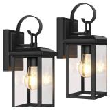 2-Pack Outdoor Wall Light Fixtures, Exterior Lighting Fixtures Wall Mount, Waterproof Porch Lights Outdoor Wall Sconces Lanterns, Modern Outside Lights for House Front Door Garage, Black - Retail: $40