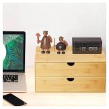 Bamboo Desk Organizer with 2 Drawers, Wooden Countertop Drawers Organizer, Tabletop Storage Organization Box for Office & Home, No Assembly Needed - Retail: $36