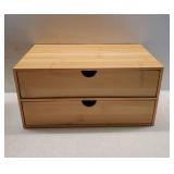 Bamboo Desk Organizer with 2 Drawers, Wooden Countertop Drawers Organizer, Tabletop Storage Organization Box for Office & Home, No Assembly Needed - Retail: $36