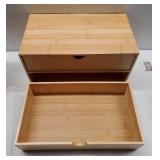 Bamboo Desk Organizer with 2 Drawers, Wooden Countertop Drawers Organizer, Tabletop Storage Organization Box for Office & Home, No Assembly Needed - Retail: $36