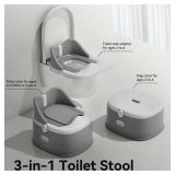 3 in 1 Toddler Potty Training Toilet Seat with Steps Ladder, Foldable Potty Train Chair Adapter for Toddlers Kids Boys Girls. ONE SIDE MISSING A CLIP.