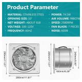 HG Power 10 Inch Metal Exhaust Fan with Switch, 988 CFM Powerful Garage Exhaust Fan with Damper, Potable Wall Mount Fan Fume Extractor Ventilation Fan for Shop, Shed, Basement, Chicken Coop, Silver - 